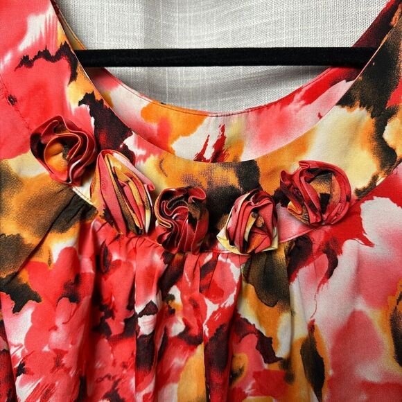 2/$30 Serenade Colorful Floral Blouse Top Size 2X 3D Rosettes Office Boho Modest - Picture 6 of 10